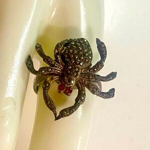 VTG Marcasite Silver Spider Ring
